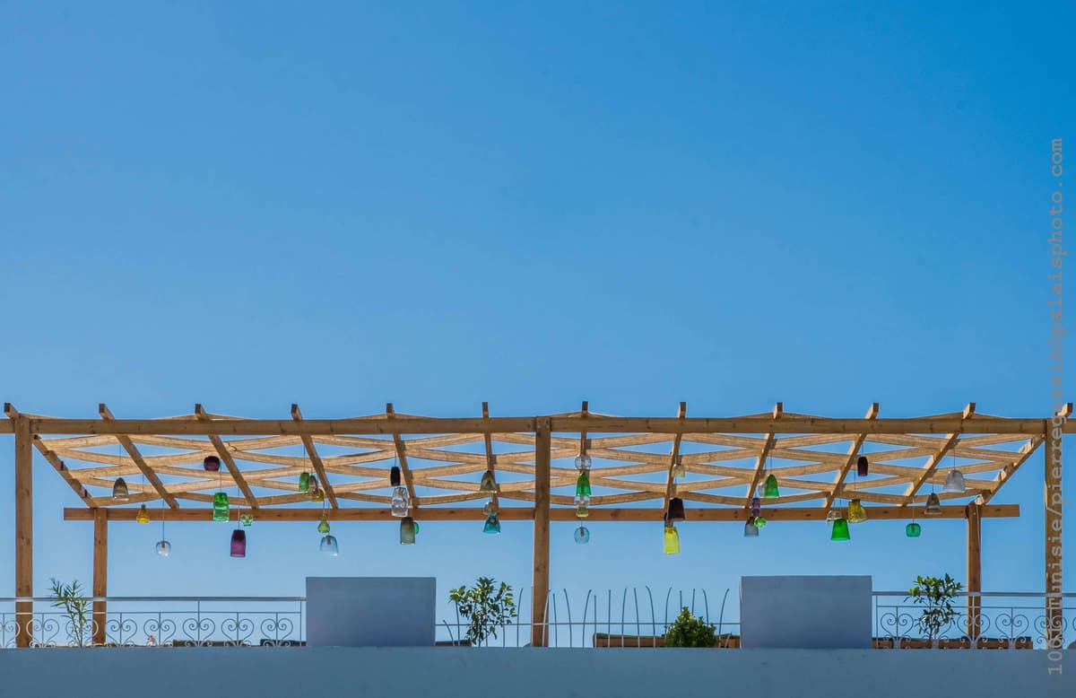 Pergola with hanging lights